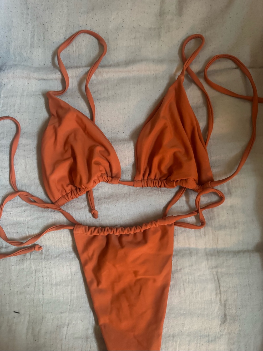 Orange Triangle String Bikini Top and Bottom Set